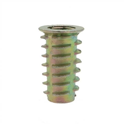 M6 20mm Zinc Alloy Threaded Wood Caster Insert Nut with Flanged